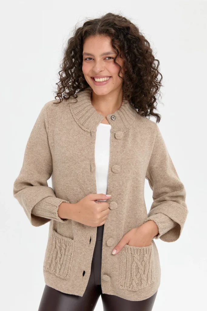 DESEN TRİKO HIRKA 24046 - BEJ