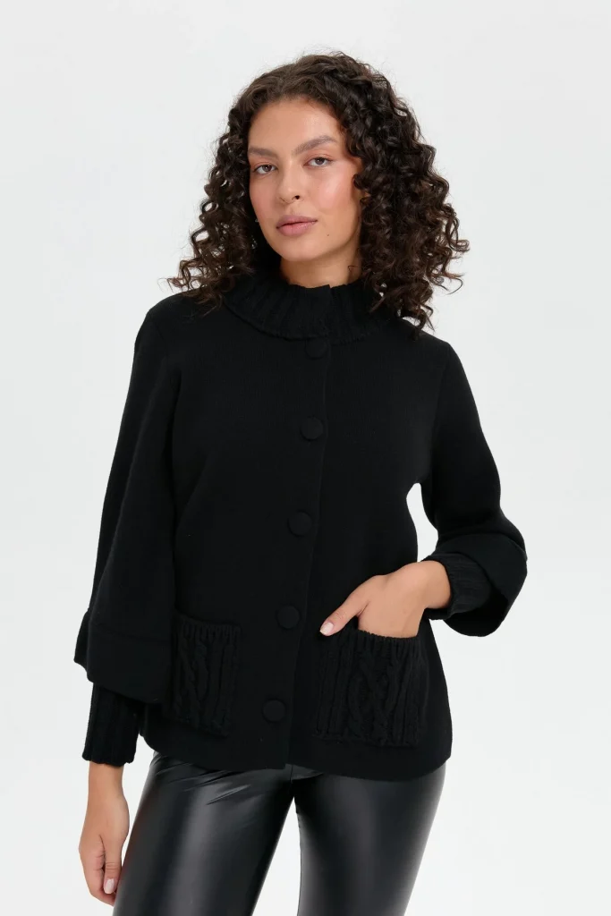 DESEN TRİKO HIRKA 24046 - Siyah