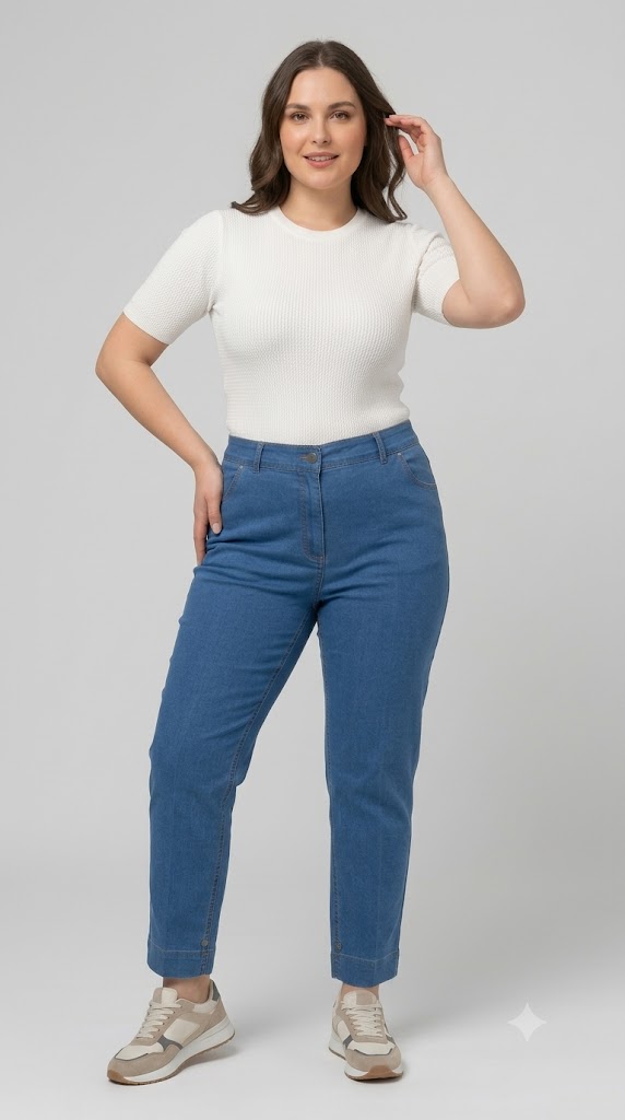 ERCAN AKDENİZ Beli Lastikli Çimalı Büyük Beden Denim Pantolon 6005