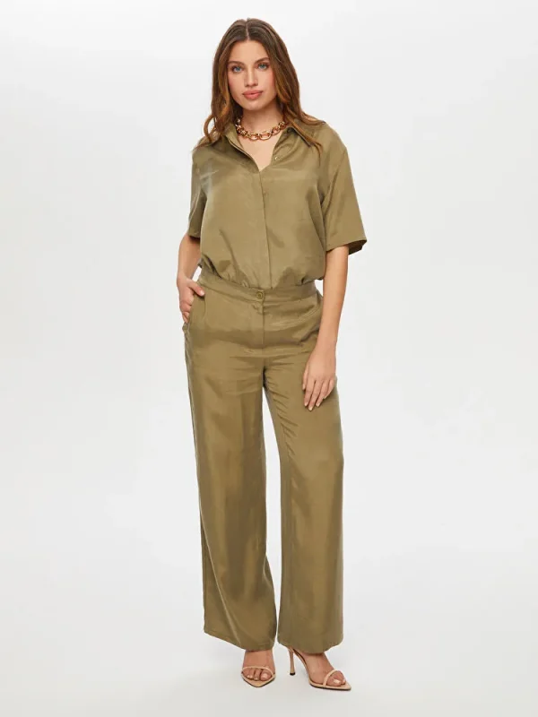 FAİK SÖNMEZ Straight Fit Tensel Pantolon PNT023