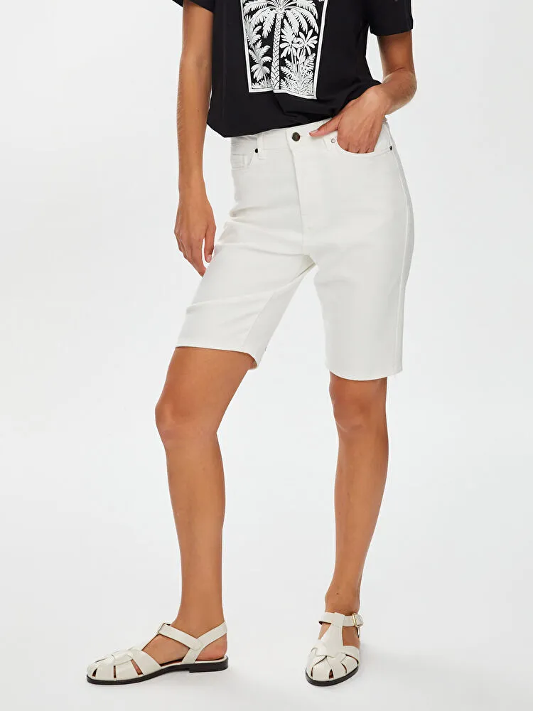 FAİK SÖNMEZ Normal Bel Slim Fit Şort 00061 B.B - Beyaz