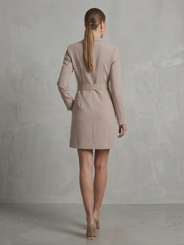 FİMKA Taş Detaylı Kemerli Blazer Elbise 5665 - TAŞ