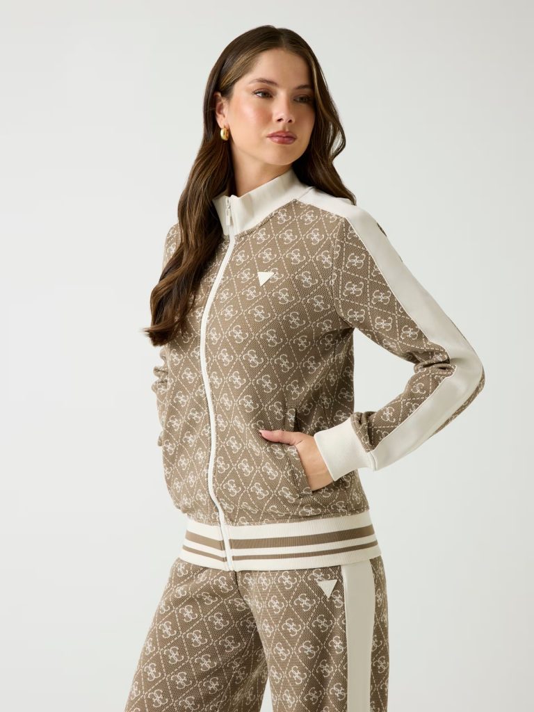 GUESS 4G Tam Fermuarlı Sweatshirt V5BQ16K1990 - camel