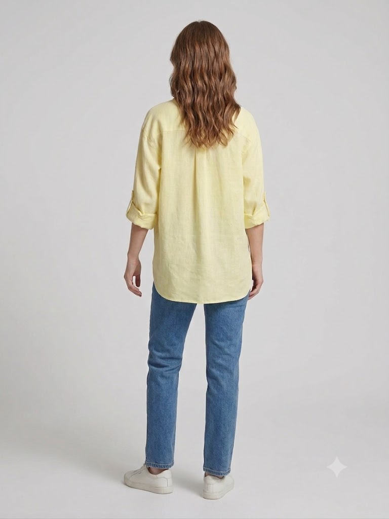 İNTERSAN ARAS Oversize Keten Gömlek 13977 - SARI