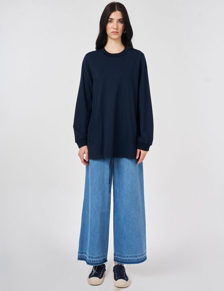KAYRA Sıfır Yaka Örme Sweatshirt 70015 - Lacivert