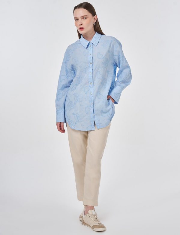 KAYRA Pamuklu Floral İşlemeli Tunik 21120
