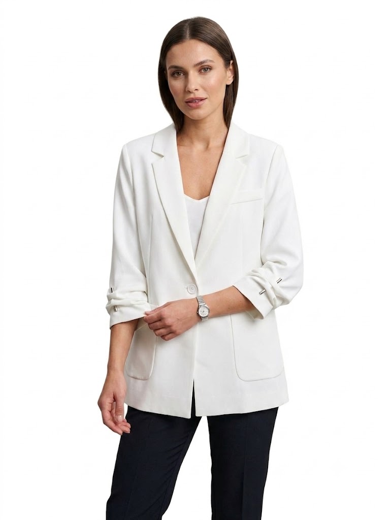 MARE Tek Düğmeli Kıvrık Kollu Blazer Ceket  301 - Beyaz