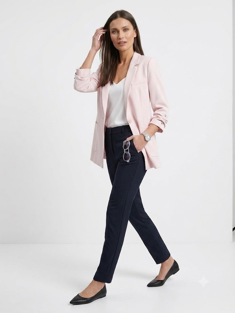 MARE Tek Düğmeli Kıvrık Kollu Blazer Ceket  301 - PUDRA