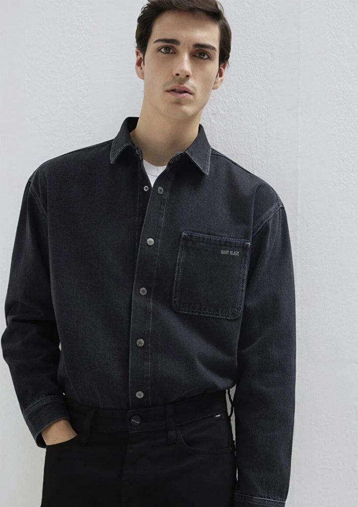 MAVİ Aidan Mavi Black Antrasit Jean Gömlek M0210588-85622