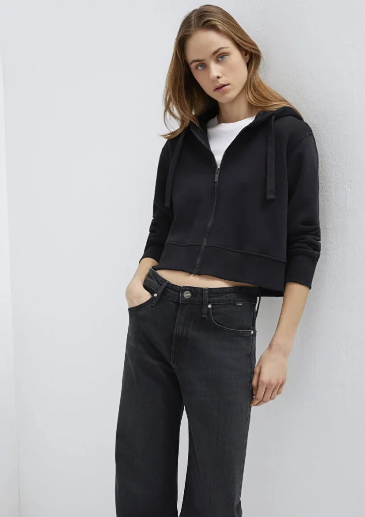 MAVİ Kapüşonlu Siyah Basic Crop Sweat M1510388-900 - Siyah