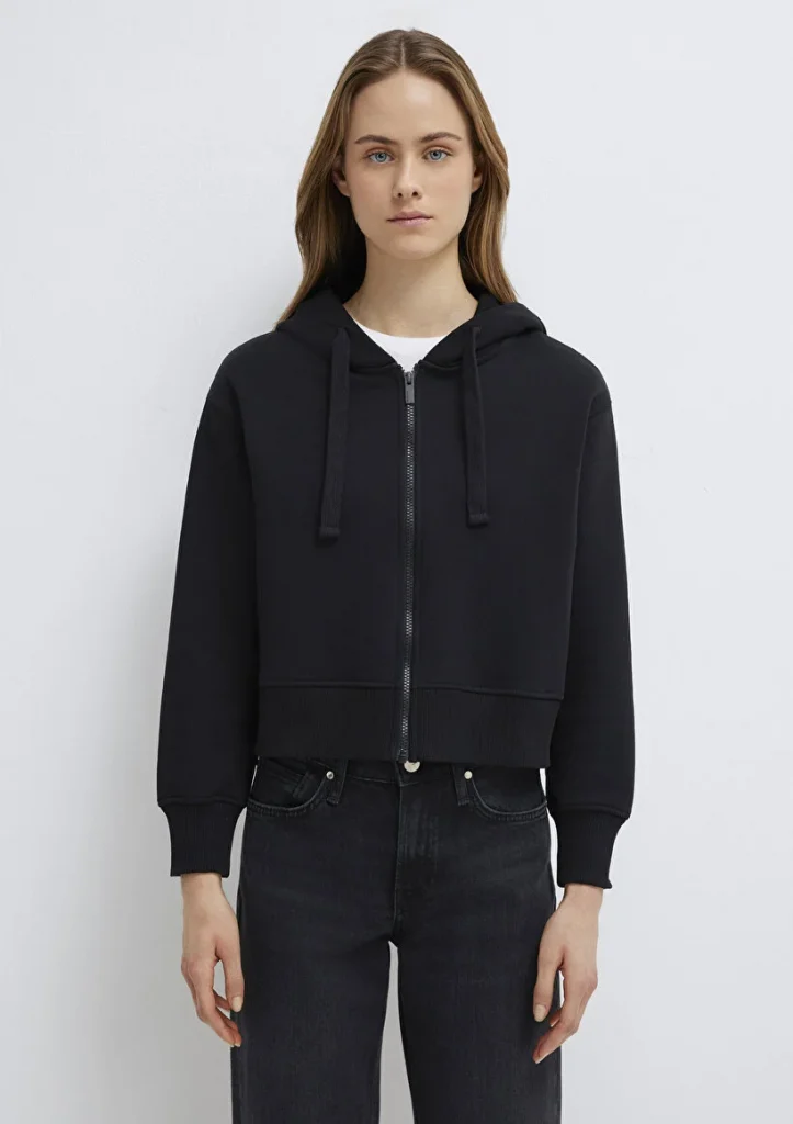 MAVİ Kapüşonlu Siyah Basic Crop Sweat M1510388-900 - Siyah