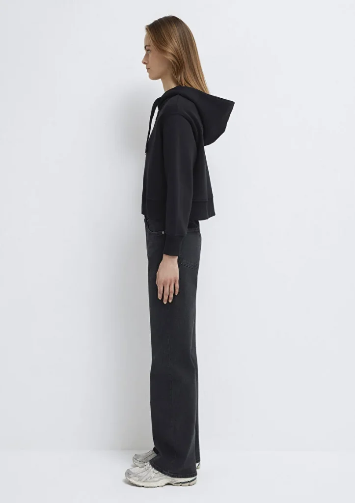 MAVİ Kapüşonlu Siyah Basic Crop Sweat M1510388-900 - Siyah