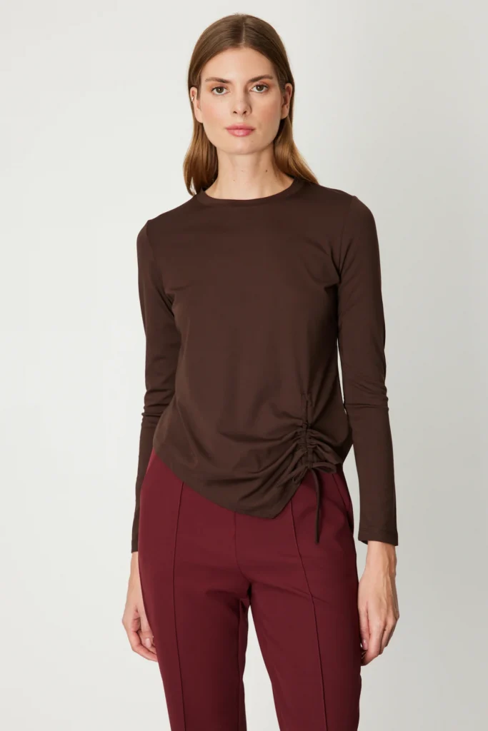 ON TRİKO Asimetrik Kesim Büzgü Detaylı Bluz 61376