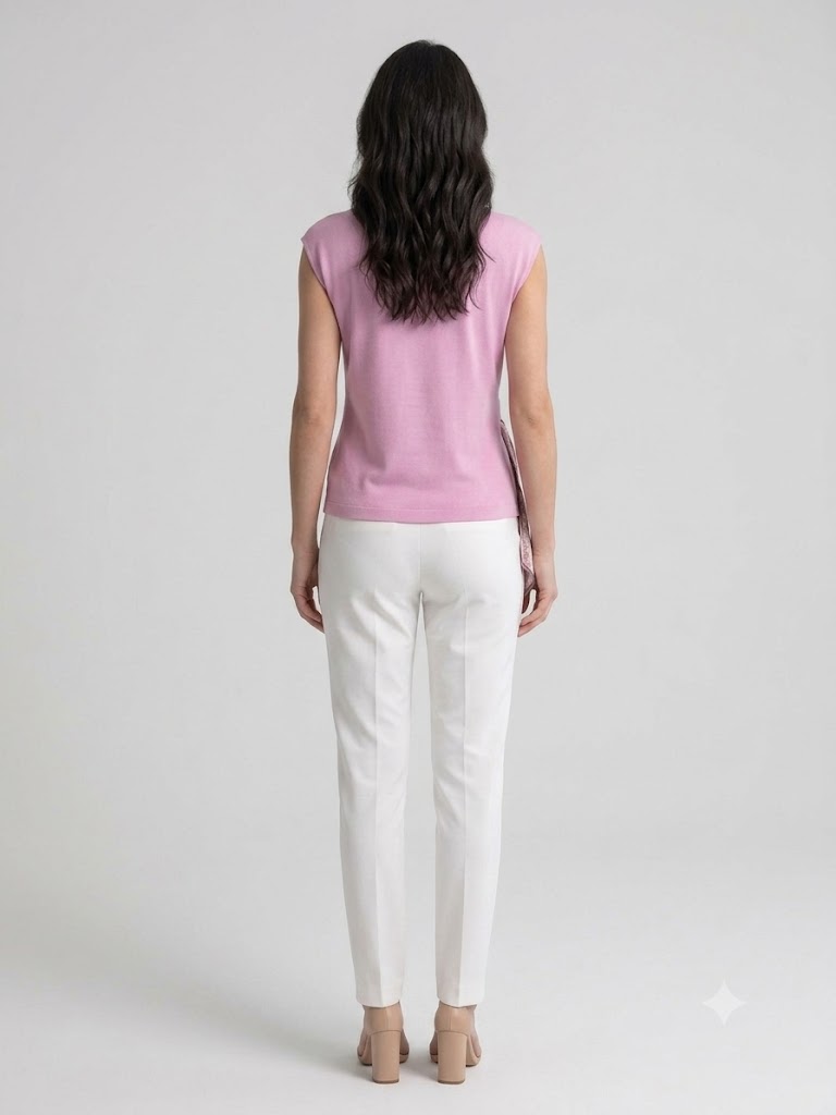 ON TRİKO Beli Bağlamalı V Yaka Bluz 71431 - pembe