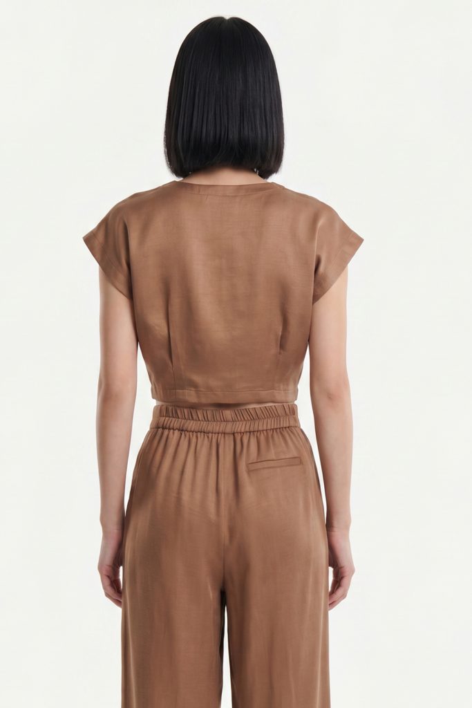 ON TRİKO Pile Detaylı Crop Bluz 74448 - KİREMİT