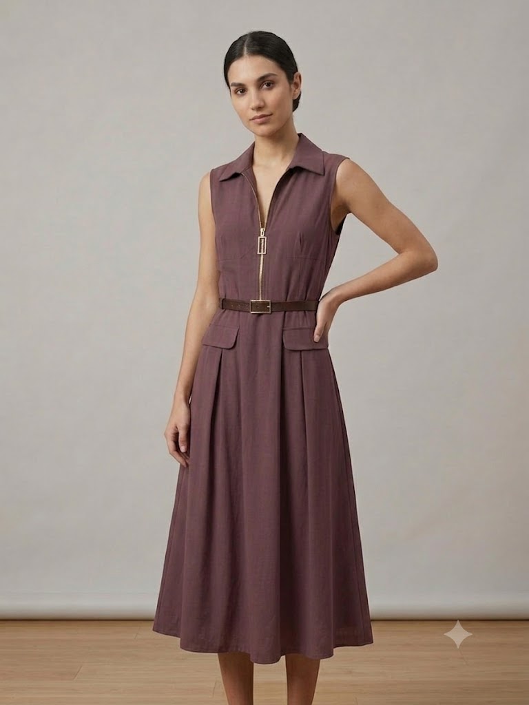 ON TRİKO Midi Boy Kolsuz Elbise 74426 - bordo
