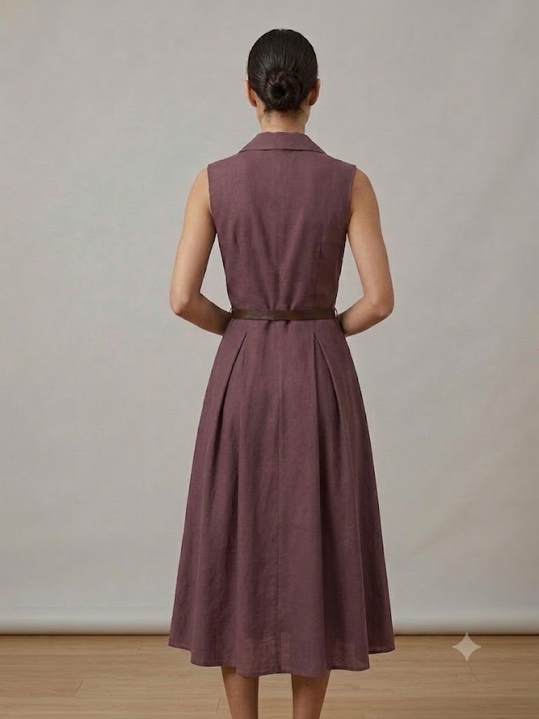 ON TRİKO Midi Boy Kolsuz Elbise 74426 - bordo