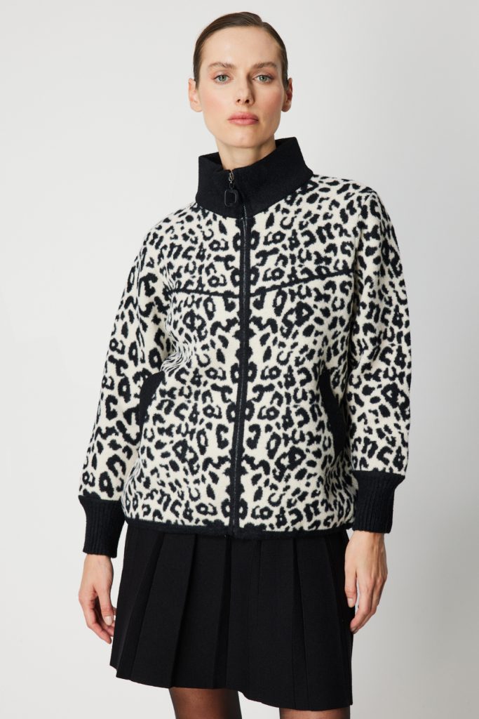 ON TRİKO Dik Yaka Leopar Desenli Hırka 60942