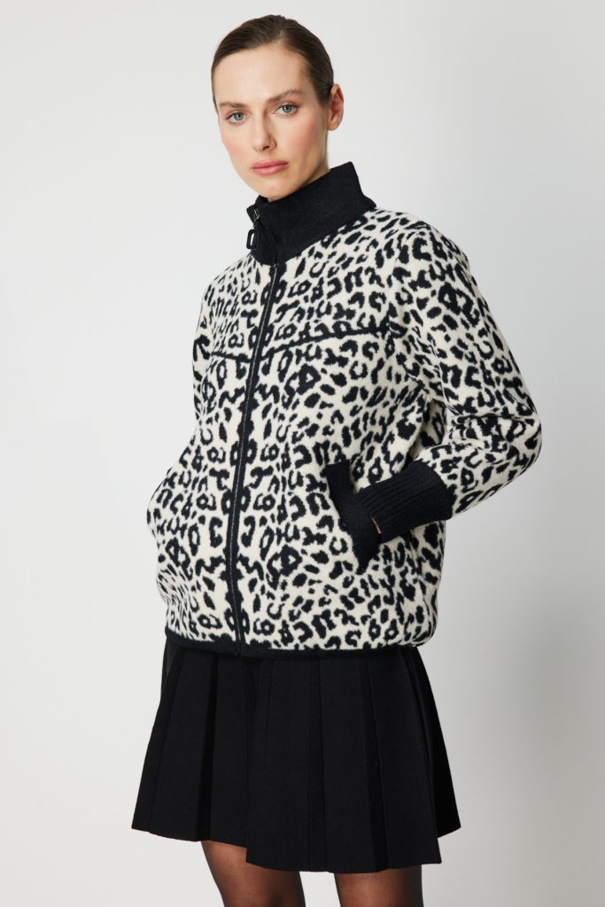 ON TRİKO Dik Yaka Leopar Desenli Hırka 60942
