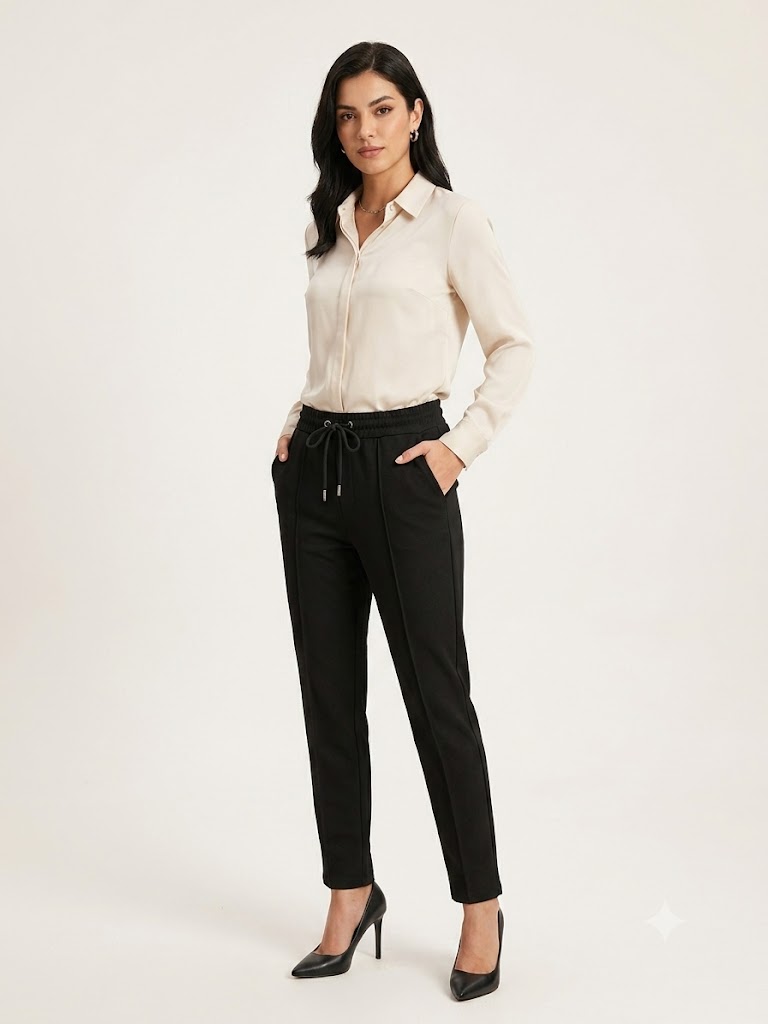 ON TRİKO Siyah Beli Lastikli Bağcıklı Casual Eşofman Pantolon 46129 - Siyah