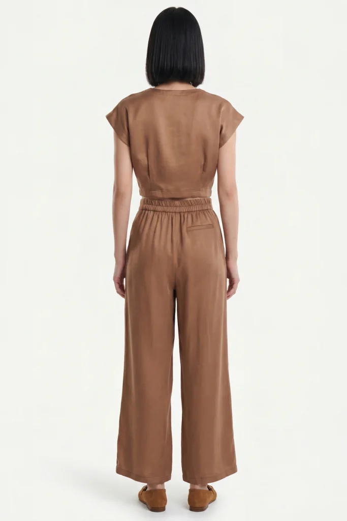ON TRİKO Pileli Bol Paça Pantolon 74449 - KİREMİT