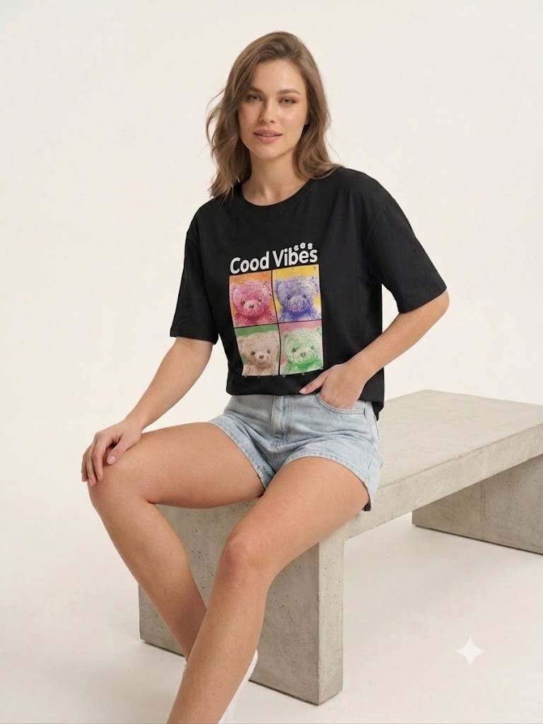 ONİX Basic Baskılı T-Shirt 59211 - Siyah