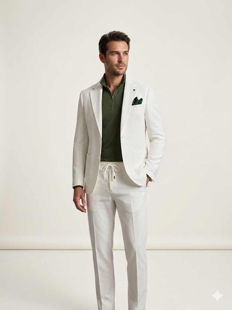 SİR CEKET Erkek Slim Fit Tek Düğme Blazer 3033 - Beyaz