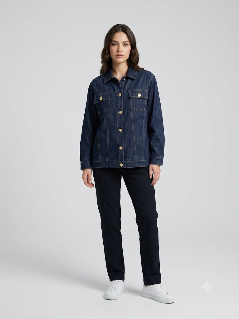 TOLGA SARAÇOĞLU Premium Denim Kadın Ceket 50166 - Lacivert