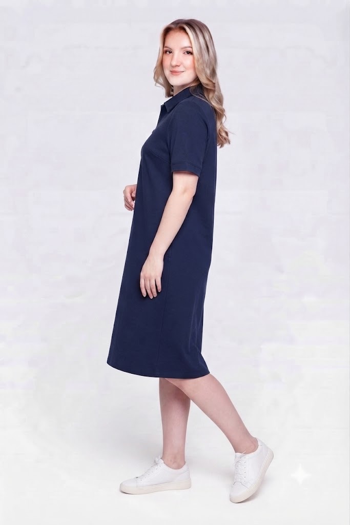 TOLGA SARAÇOĞLU Fermuar Detaylı Midi Elbise 40219 - Lacivert