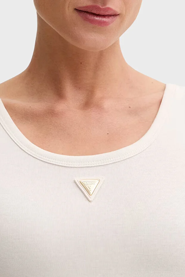 GUESS  Guess Olympe Kadın Aktif Modal T-shırt V6YP09K4312 - EKRU