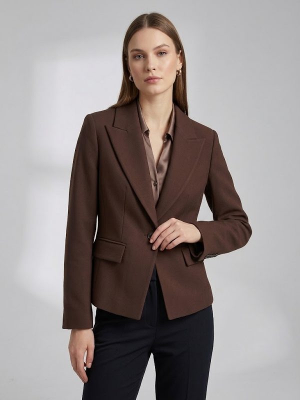 EKOL Sivri Yaka Tek Düğmeli Slim Fit Klasik Blazer Ceket 4041