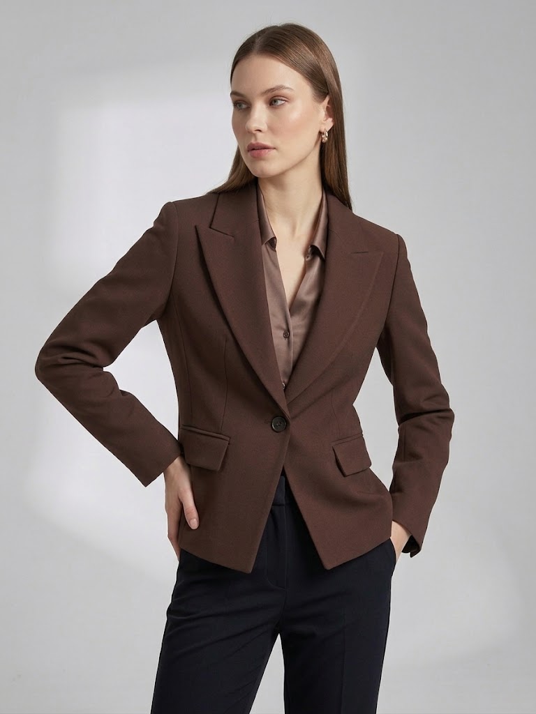 EKOL Sivri Yaka Tek Düğmeli Slim Fit Klasik Blazer Ceket 4041