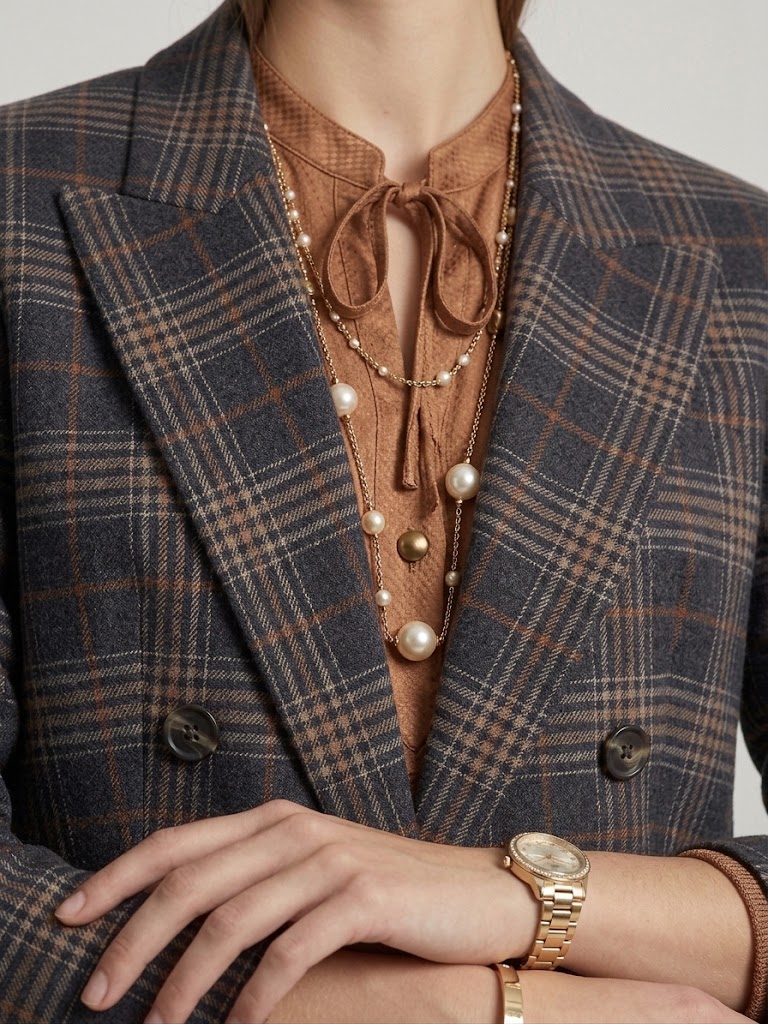 EKOL Ekose Desenli Kruvaze Blazer Ceket 4065