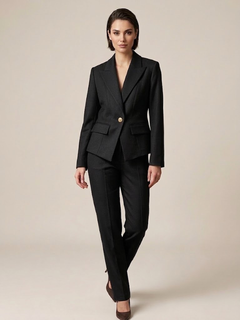 EKOL Gold Düğmeli Kruvaze Yaka Blazer Ceket 4141 - Siyah