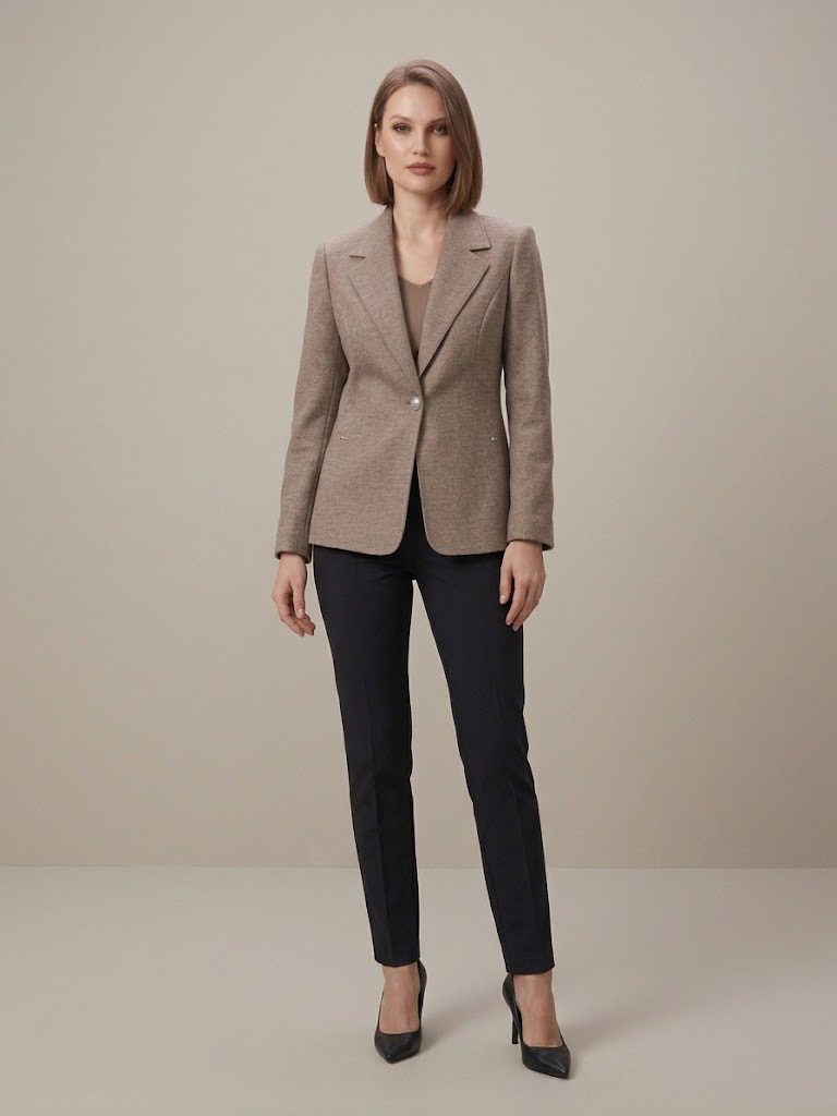EKOL Cep Detaylı Tek Düğme Blazer Ceket 4201 - VİZON