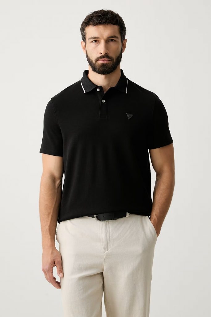 GUESS Polo Yaka T-Shirt M6YP11K4390 - Siyah