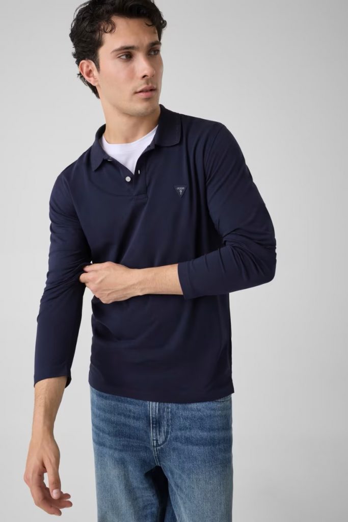 GUESS Logo Yamalı Polo Sweat M6YP36K4395 - Lacivert