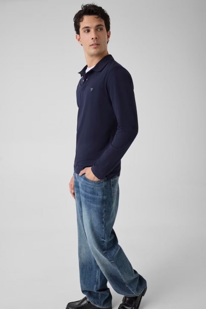 GUESS Logo Yamalı Polo Sweat M6YP36K4395 - Lacivert
