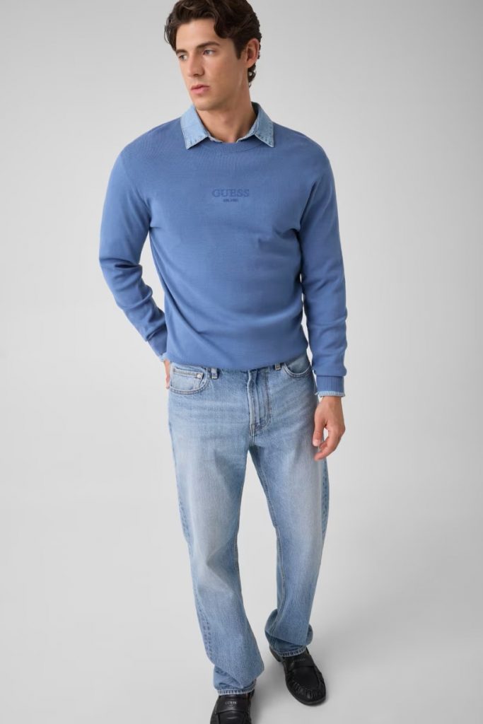 GUESS Nakışlı Logolu Kazak M6YR12Z0917 - MAVİ