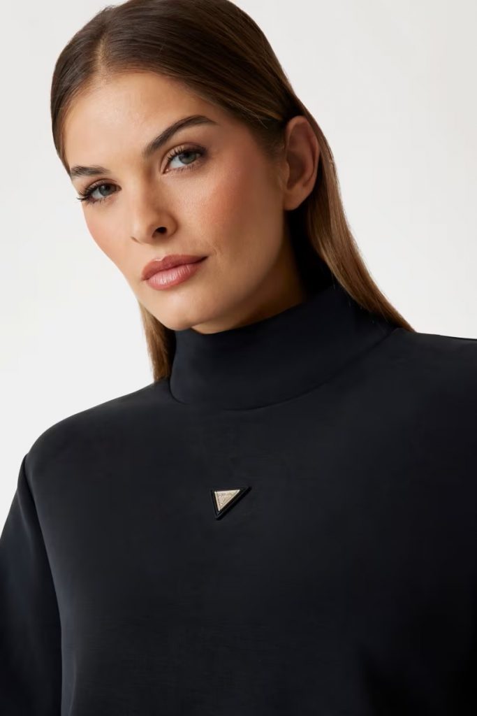 GUESS Yüksek Yakalı Sweatshirt V4YQ05KCAY2 - Siyah
