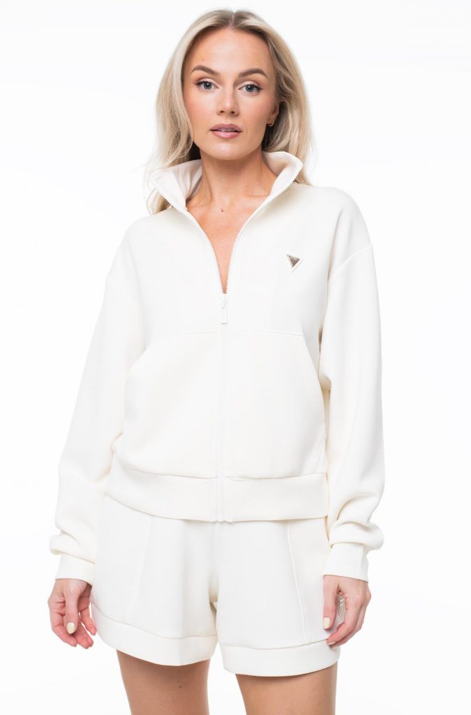 GUESS Fermuarlı Sweatshirt V6YQ17K4313 - KREM
