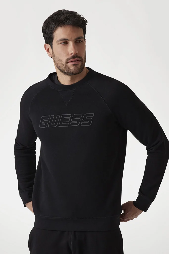 GUESS Önü Logolu Sweatshirt Z4YQ16KAIJ1 - Siyah