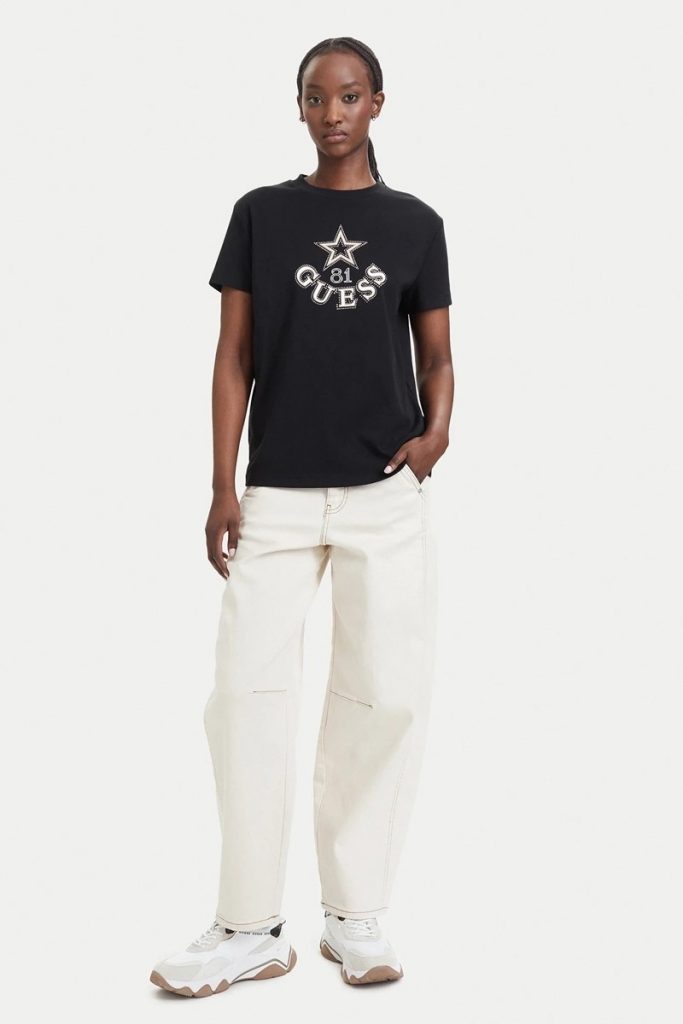 GUESS Elettra Kadın Aktif Regular Fit T-Shirt V6YI04K4268 - Siyah