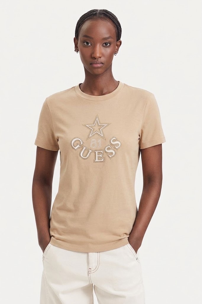 GUESS Elettra Kadın Aktif Regular Fit T-Shirt V6YI04K4268 - kahve