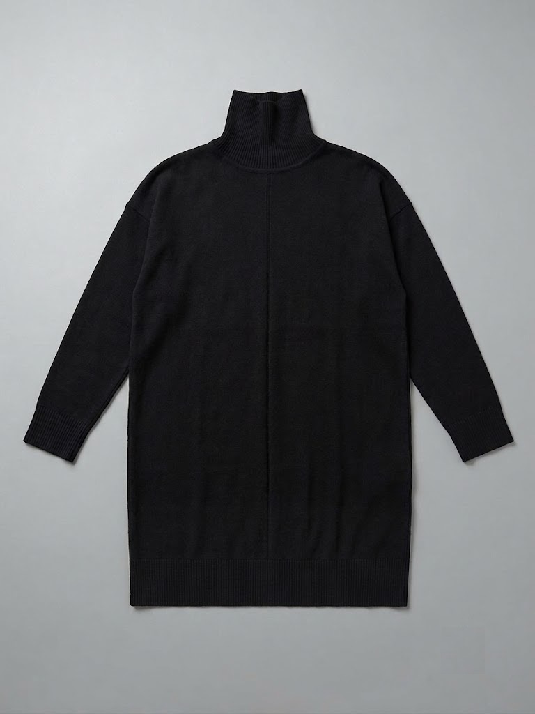 KARTON Balıkçı Yaka Arkası Uzun Önü Dikiş Detaylı Triko Tunik 12005