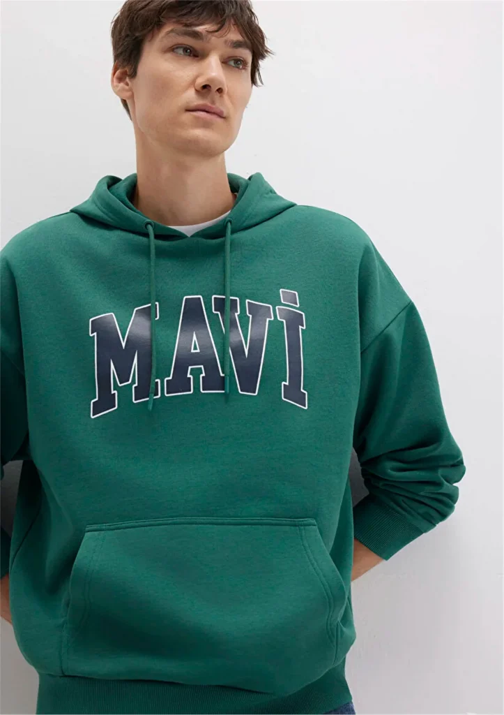 MAVİ Oversize Kapuşonlu Logo Sweatshirt M067149-71874 - YEŞİL