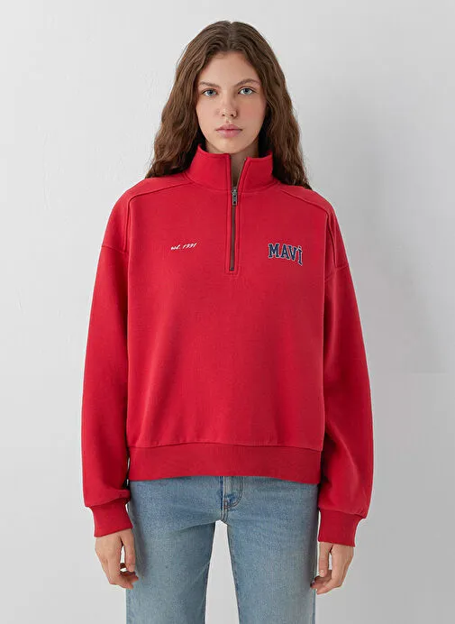 MAVİ Kadın Kırmızı Baskılı Sweatshirt M1S10373-88631 - KIRMIZI