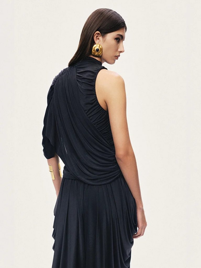 NOCTURNE Asimetrik Kol Detaylı Drapeli Bluz 6248