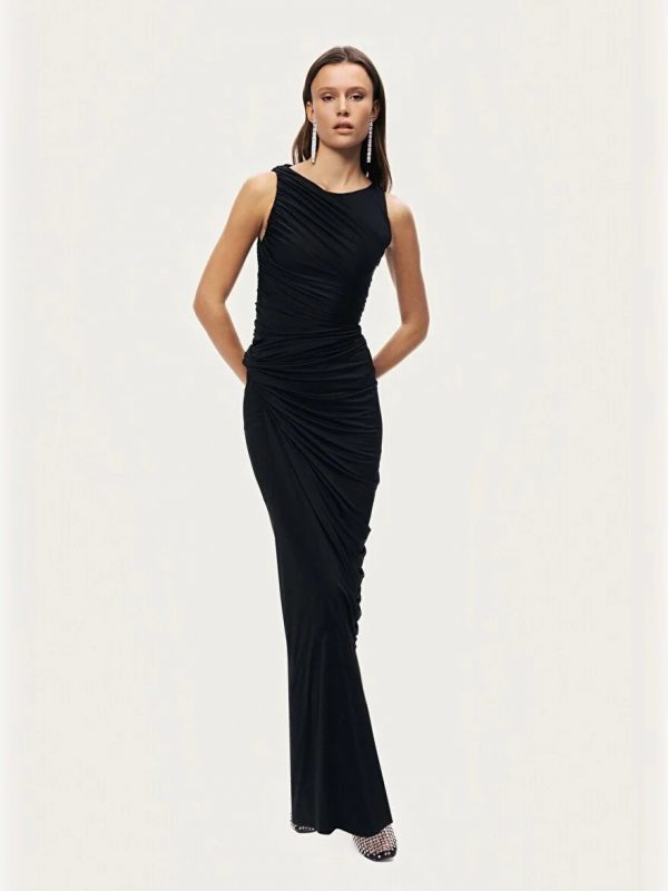 NOCTURNE Burgu ve Drape Detaylı Maxi Elbise 2778