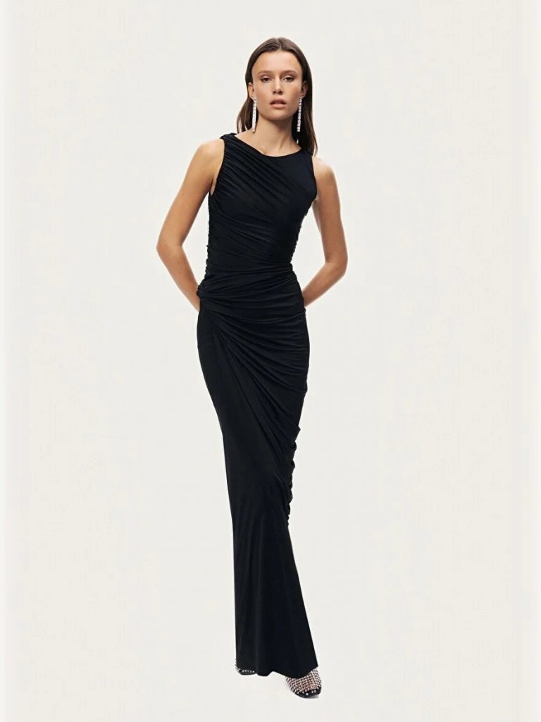 NOCTURNE Burgu ve Drape Detaylı Maxi Elbise 2778